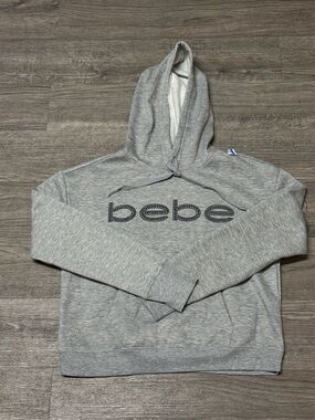 bebe Light Gray Logo Pullover Hoodie